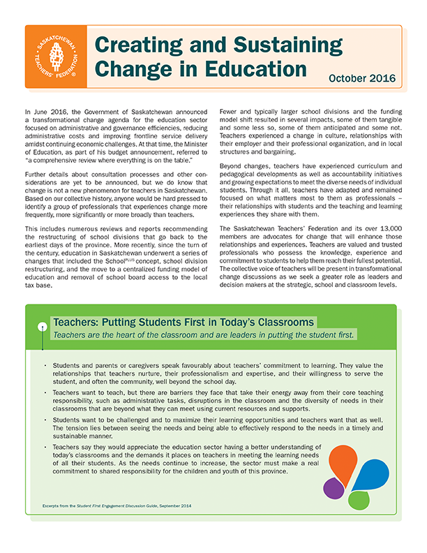 sustaining and creating change in education